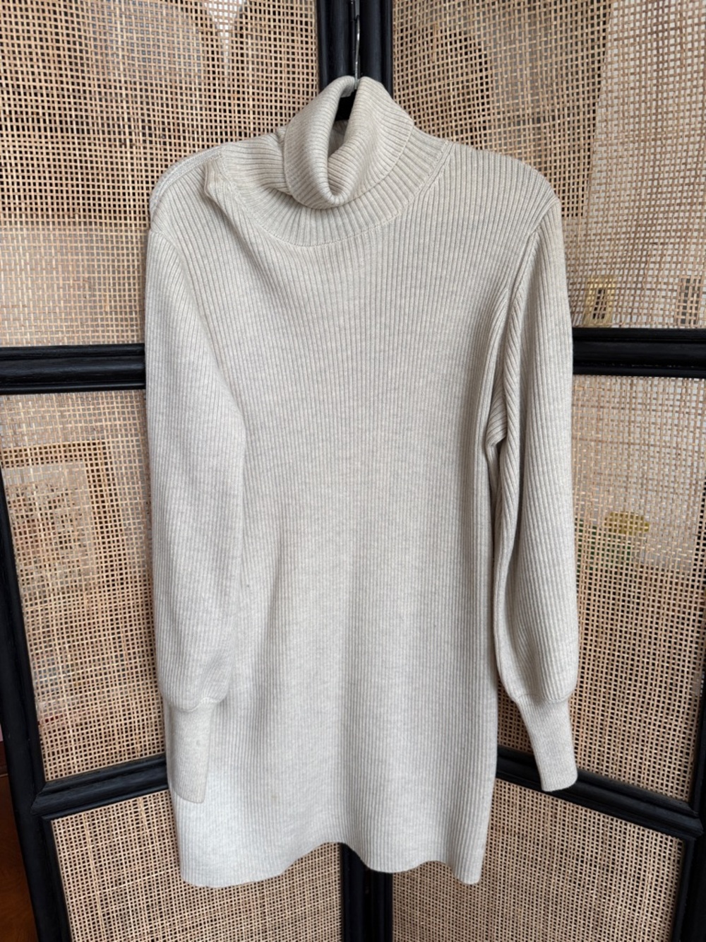 Wilfred Cream Ribbed Turtleneck Sweater Dress